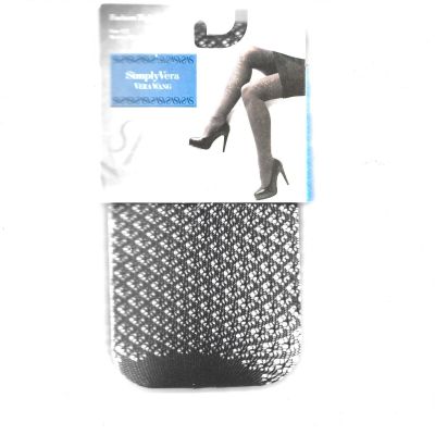 NEW SimplyVera Vera Wang Fashion Tights, Tiny Geo Net, Black, Size 1/2